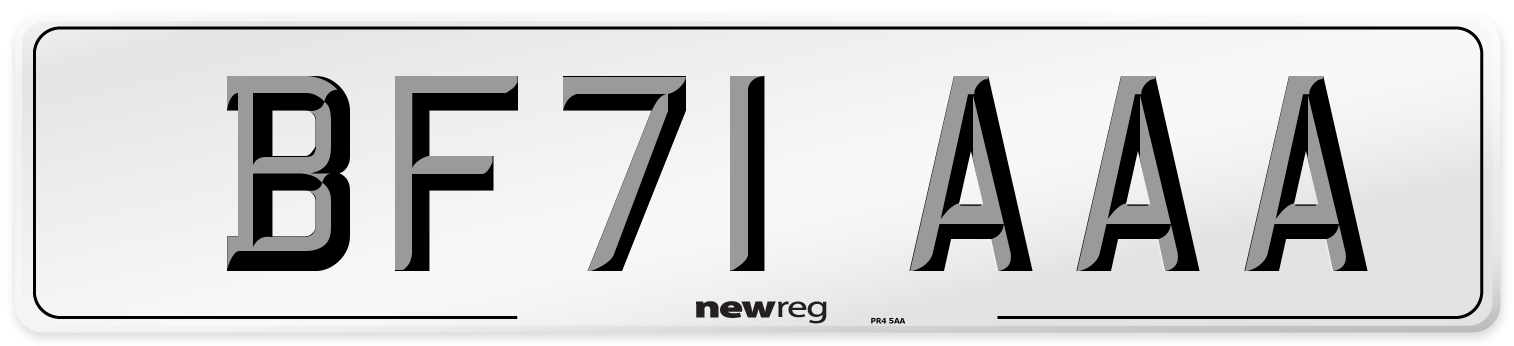 BF71 AAA Number Plate from New Reg